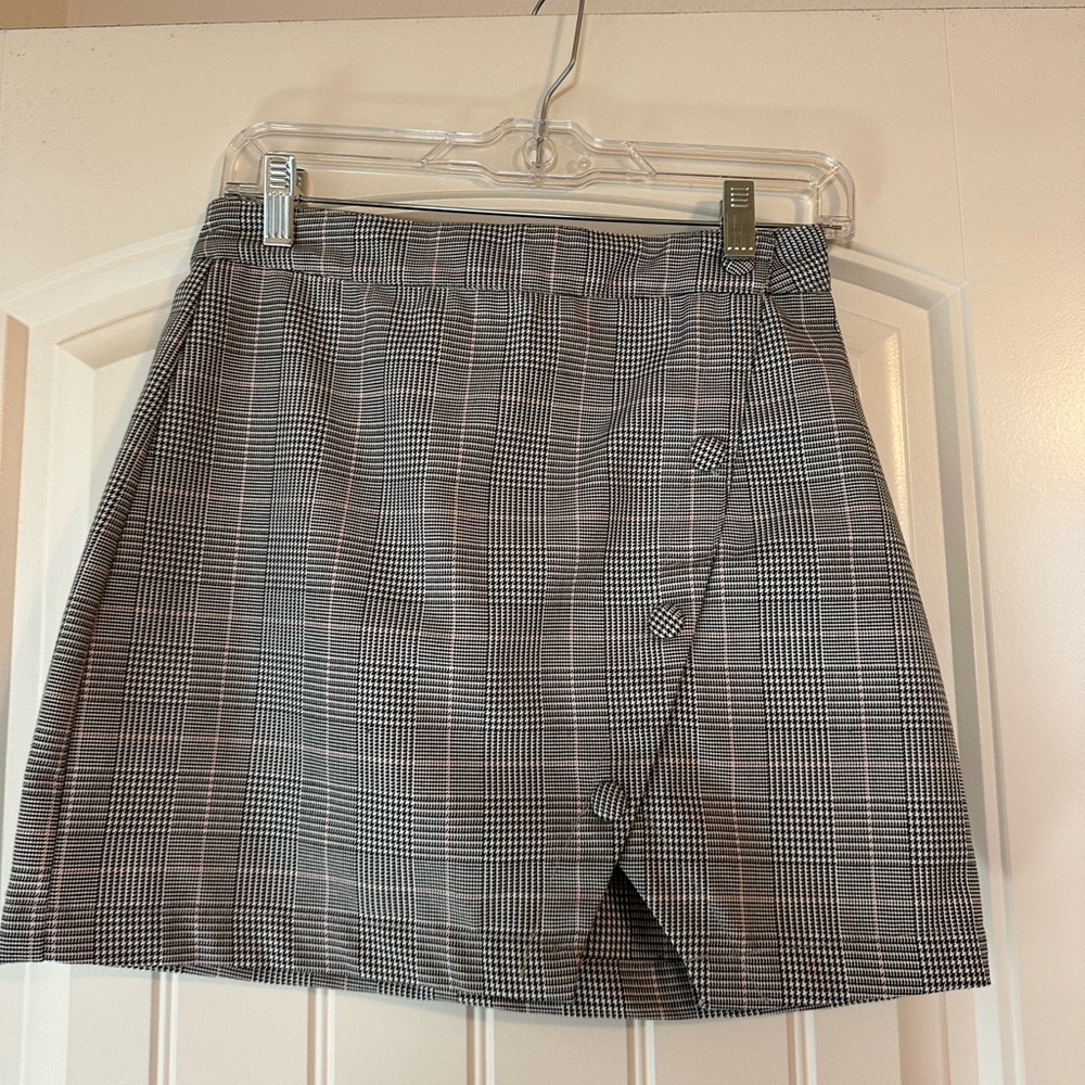 Miami Black and White Plaid Mini Skirt